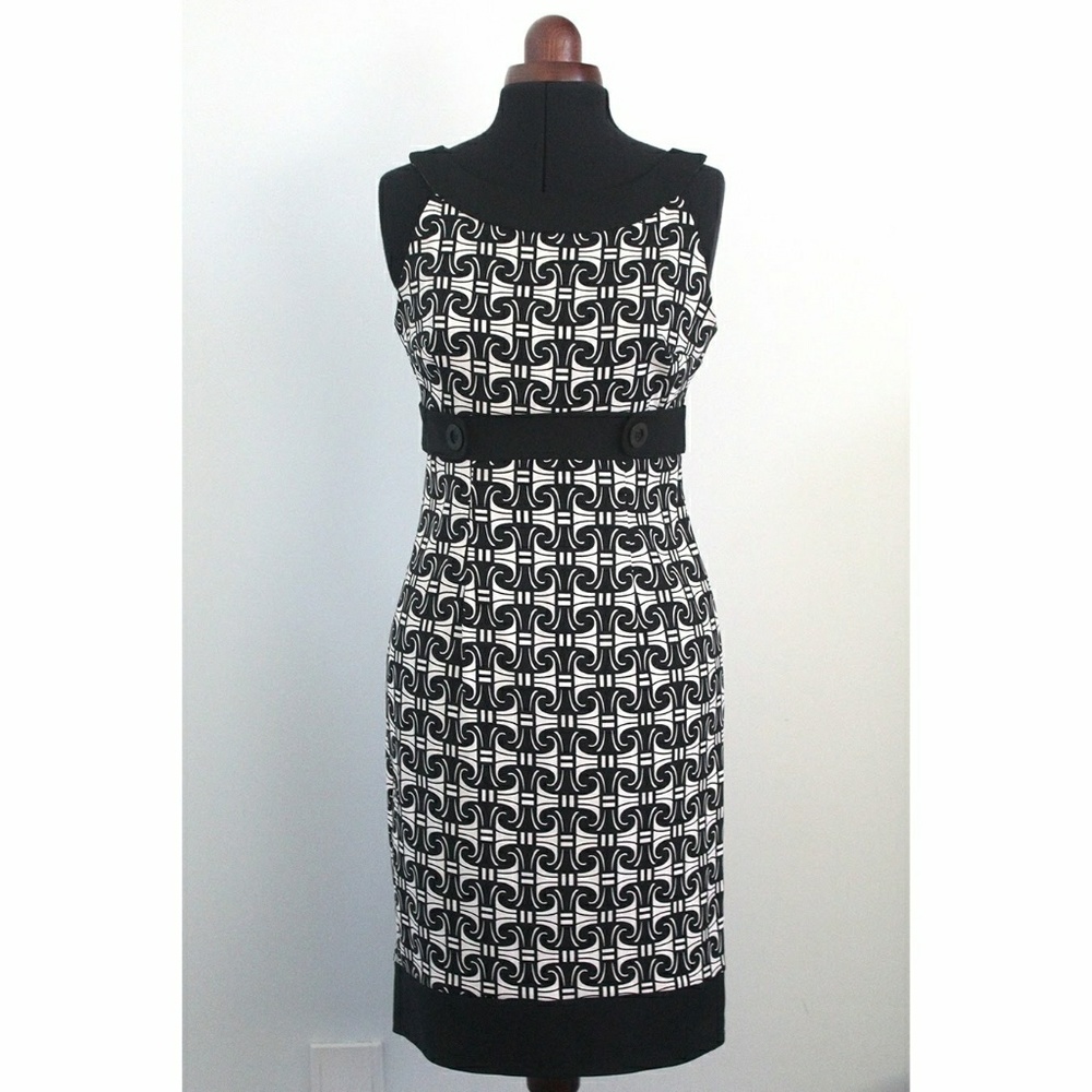 London Times Geometric Print Empire Sheath Dress